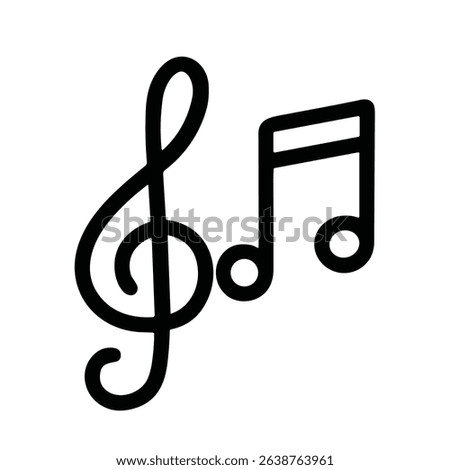 Simple Outline Music Note Treble Clef Melody Sound Symbol Icon