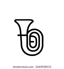 Simples Contorno Musical Tuba Instrumento Linha Arte Design Ilustração