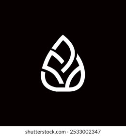 simples contorno natureza folha logotipo vetor ilustração preto e branco isolado em fundo preto