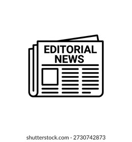 Simple Outline Newspaper Icon Presenting Editorial News Publication
