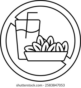 simple outline no eating icon illustration design