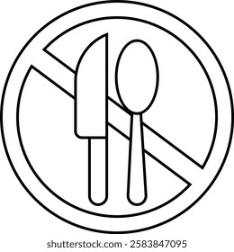 simple outline no eating when fasting icon illustration design