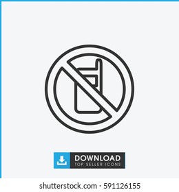Simple outline no phone vector icon. On white background.