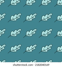 Simple outline oak seamless pattern. Foliage backdrop. Nature wallpaper. For fabric design, textile print, wrapping, cover. Doodle vector illustration.