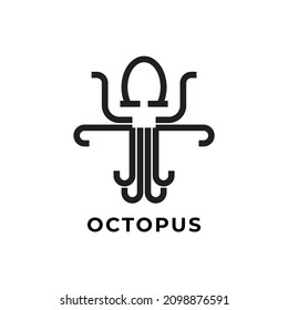 simple outline octopus logo vector