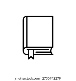 Simple Outline Open Book with Bookmark and Paper Icon Symbol