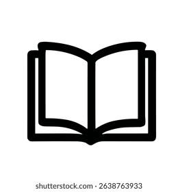 Simple Outline Open Book Icon Education Learning Knowledge Symbol