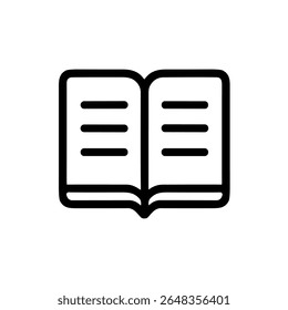 Icono de libro abierto de esquema simple para Educación y elemento de diseño de conocimiento