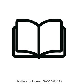 Simple Outline Open Book Icon Shape for Reading Resource Illustration
