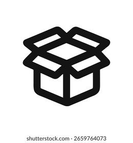 Simple Outline Open Cardboard Box Sign Shape Illustration Element