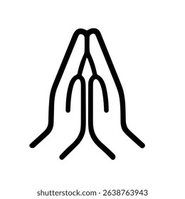 Simple Outline Open Prayer Hand Gesture Religious Line Art Icon