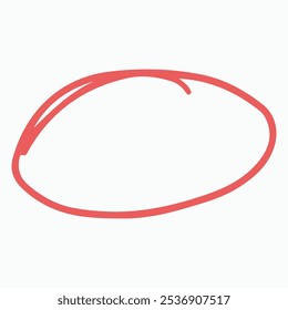 A simple outline of an oval shape in a coral color.