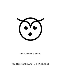 Simple outline owl head logo design