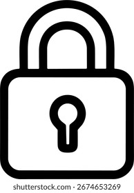 Simple Outline Padlock Security System Protection with Keyhole Icon Element