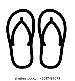 Simple Outline Pair of Flip Flops for Summer Time Vacation Icon