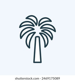 Simple outline palm tree icon with editable stroke. Flat pictogram for website, mobile app, logo element. Can be used for exotic food business, travel agency labels. Isolated vector illustration