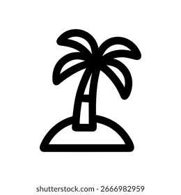 Esquema simple Icono de relajación de vacaciones de palmeras en la isla