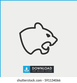 Simple outline panther vector icon. On white background.
