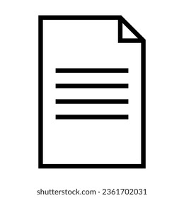 Simple outline of paper document vector icon. Black line drawing or cartoon illustration of contract symbol on white background. Finances, business, agreement concept