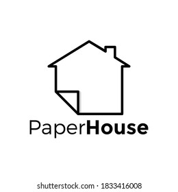 simple outline paper house logo design