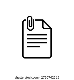 Simple Outline Paperclip Document Attached Icon Shape Symbol Design