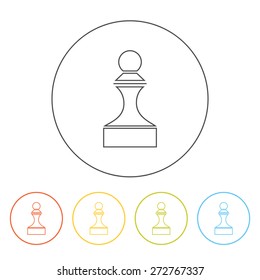 Simple outline pawn icon. Vector silhouette of a chess piece. Soldier symbol. Concept for transformation, promotion, strategy