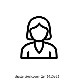 Simple Outline Person Avatar with Short Hair User Interface Icon