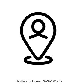 Simple Outline Person Inside Location Pin Shape Glyph Icon