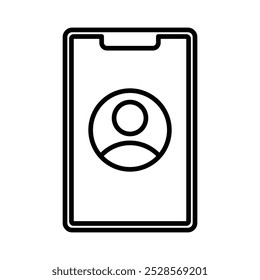 Simple outline of a person on a smartphone, representing mobile user profile or online identity.