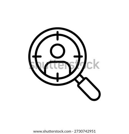 Simple Outline Person Target Focus With Magnifying Glass Icon Graphic