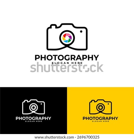 simple outline photography camera logo design