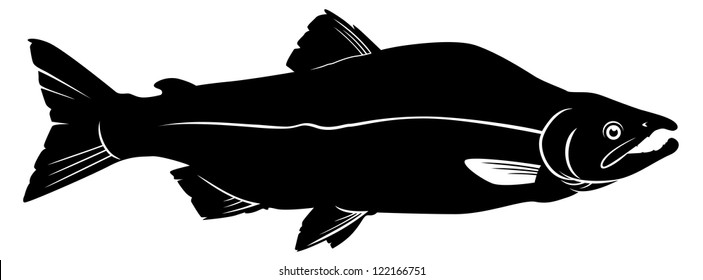 simple outline of a pink salmon