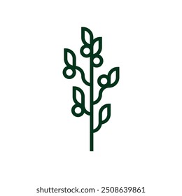 simple outline of plants with leaves and fruit logo vector