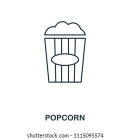 Simple outline Popcorn icon. Pixel perfect linear element. Popcorn icon outline style for using in mobile app, web UI, print.