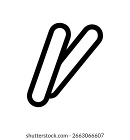 Simple Outline Popsicle Stick Icono minimalista de elemento de verano en blanco y negro