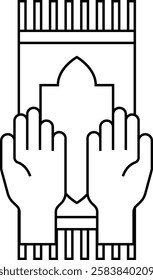 simple outline praying islamic icon illustration design