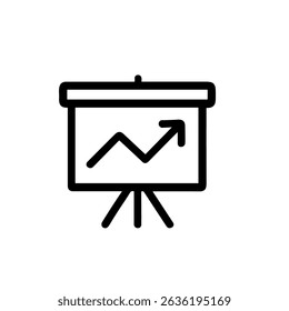Tablero de presentación de contorno simple con diseño de icono de signo de flecha hacia arriba