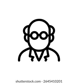 Simple Outline Professor Avatar Icon with Glasses and Bald Head