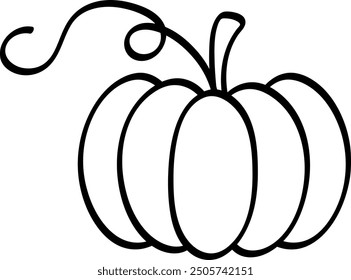 Simple Outline of a Pumpkin with Curly Stem