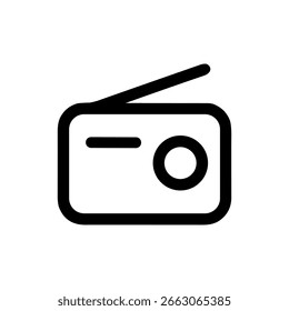 Simple Outline Radio Receiver Minimalist Symbol Shape Icon Element