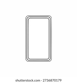 A simple outline of a rectangular object with rounded corners and a double border on a white background.