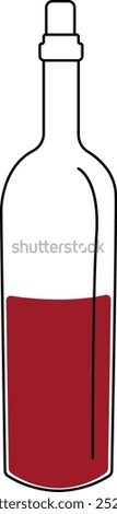 Simple Outline of a Red Wine Bottle with Half-Full Liquid
