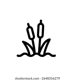 Simple Outline Reed Plant Nature Icon with Minimalist Style and Detail