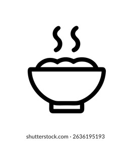 Simple Outline Rice Bowl With Steam Icon Graphic Illustration