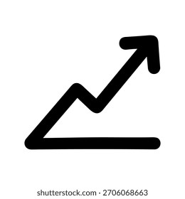 Ilustração do ícone do gráfico de seta ascendente simples que indica crescimento e sucesso
