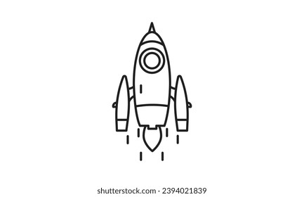 Simple outline rocket icon. flying rocket ship vector sign rocket symbol for logo, illustration, web, and mobile UI, UX.