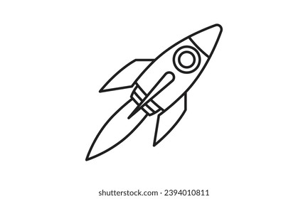 Simple outline rocket icon.flying rocket ship vector sign rocket symbol for logo, illustration, web, and mobile UI,UX.