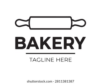 Simple outline rolling pin icon for bakery and bakeshop branding