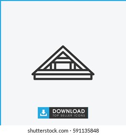 Simple outline Roof vector icon. On white background.