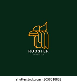 Simple outline rooster head icon logo vector design. Luxury rooster chicken logo concept design